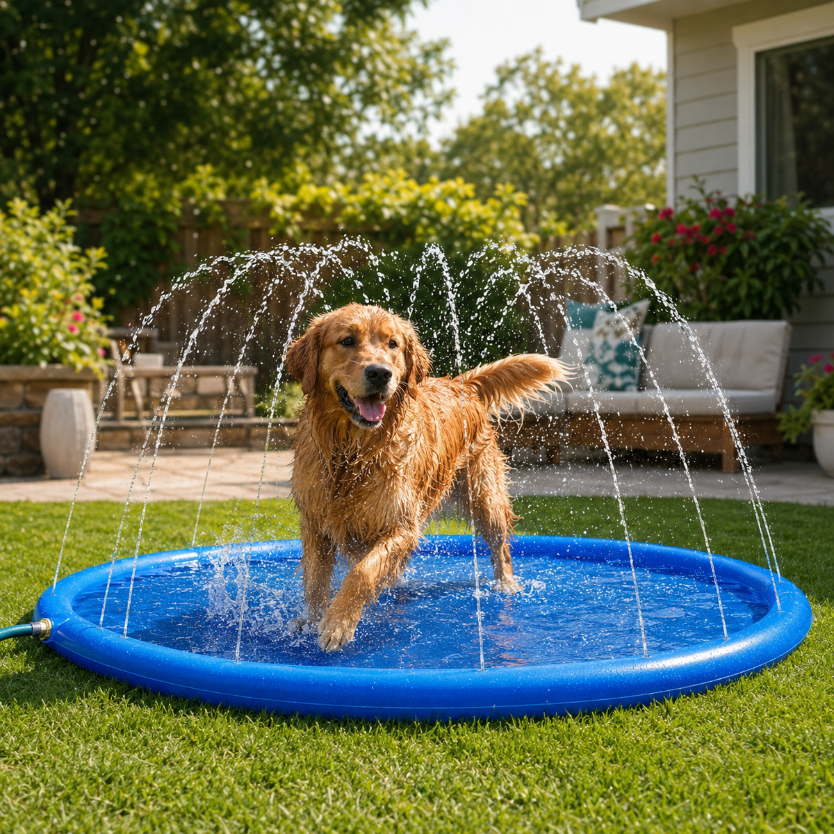 Funky Frill SplashPad – Cooling Sprinkler Mat for Dogs